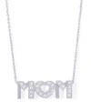 Macy's Cubic Zirconia Mom Pendant 18" Necklace In Silver Plate In Silver
