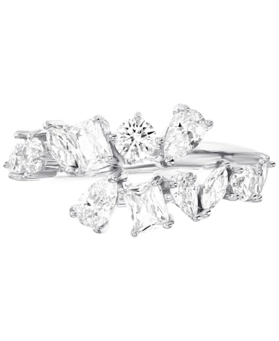 Macy's Cubic Zirconia Multi-cut Horizontal Cluster Ring In Silver