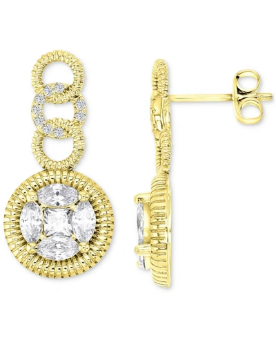 Macy's Cubic Zirconia Multi-cut Ridged Multi Circle Drop Earrings In Gold