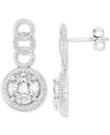 Macy's Cubic Zirconia Multi-cut Ridged Multi Circle Drop Earrings In Silver