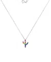 Macy's Cubic Zirconia Multicolor Cactus 18" Pendant Necklace In Silver