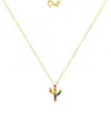 Macy's Cubic Zirconia Multicolor Cactus 18" Pendant Necklace In Yellow