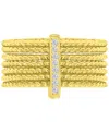 Macy's Cubic Zirconia Multilayer Textured Statement Ring In 14k Gold-plated Sterling Silver In Gold
