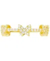 Macy's Cubic Zirconia Multiple Butterfly Ring In 14k Gold-plated Sterling Silver In Gold