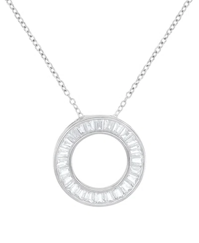 Macy's Cubic Zirconia Open Circle Pendant Necklace In Sterling Silver In Rhodium