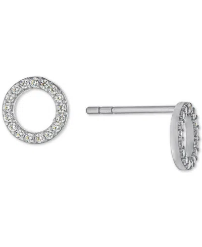 Macy's Cubic Zirconia Open Circle Stud Earrings In Sterling Silver In Metallic