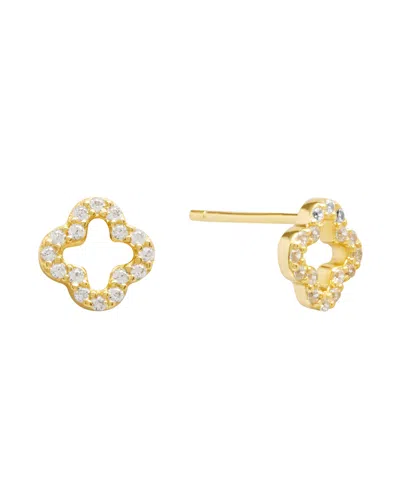 Macy's Cubic Zirconia Open Clover Stud Earrings In Gold