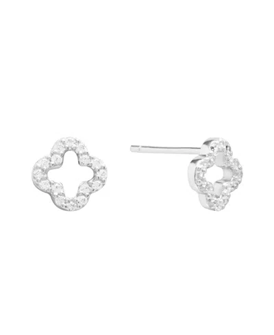 Macy's Cubic Zirconia Open Clover Stud Earrings In Silver