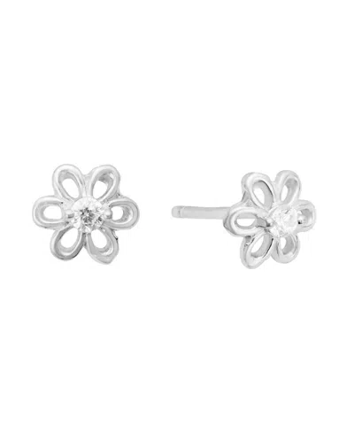 Macy's Cubic Zirconia Open Flower Stud Earrings In Silver