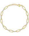 MACY'S CUBIC ZIRCONIA OPEN LINK CHAIN BRACELET IN 14K GOLD-PLATED STERLING SILVER