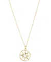 Macy's Cubic Zirconia Openwork Compass Pendant Necklace, 16" + 2" Extender In Gold