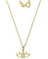 Macy's Cubic Zirconia Openwork Evil Eye Pendant Necklace In 14k Gold-plated Sterling Silver, 16" + 2" Exten In Gold