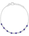 Macy's Cubic Zirconia Oval & Bezel Chain Link Bracelet In Blue