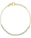 Macy's Cubic Zirconia Oval & Bezel Chain Link Bracelet In Gold