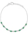 Macy's Cubic Zirconia Oval & Bezel Chain Link Bracelet In Green