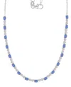 Macy's Cubic Zirconia Oval & Round Tennis Necklace, 18" + 2" Extender In Blue