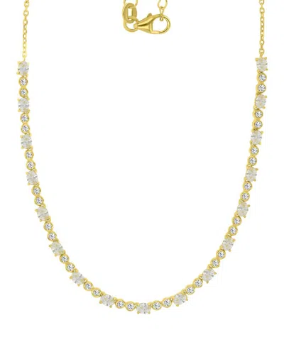 Macy's Cubic Zirconia Oval & Round Tennis Necklace, 18" + 2" Extender In Gold