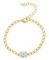 Macy's Cubic Zirconia Oval Chain Link Bracelet In 14k Gold Plated In Gold