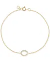 Macy's Cubic Zirconia Oval Charm Chain Bracelet (1/4 Ct. T.w.) In 14k Gold Over Sterling Silver In Gold
