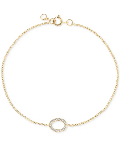 Macy's Cubic Zirconia Oval Charm Chain Bracelet (1/4 Ct. T.w.) In 14k Gold Over Sterling Silver