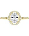 Macy's Cubic Zirconia Oval Halo Engagement Ring In 14k Gold-plated Sterling Silver In Gold