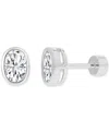 Macy's Cubic Zirconia Oval Stud Earrings (1-3/8 Ct. T.w.) In 14k Gold-plated Sterling Silver In Silver