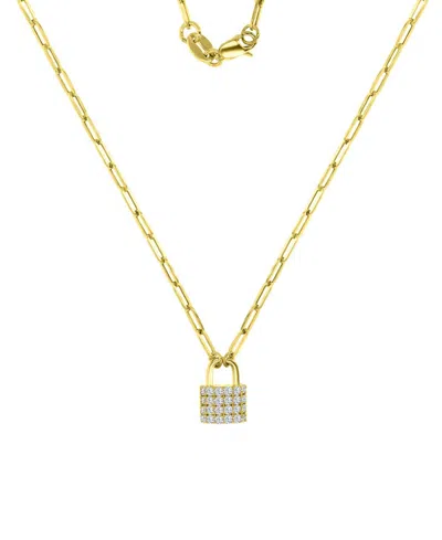 Macy's Cubic Zirconia Padlock Paperclip Link 18" Pendant Necklace In 10k Gold