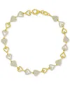 Macy's Cubic Zirconia Pave & Polished Heart Link Bracelet In Gold