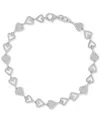 MACY'S CUBIC ZIRCONIA PAVE & POLISHED HEART LINK BRACELET