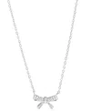 Macy's Cubic Zirconia Pave Bow Pendant Necklace In Sterling Silver, 16" + 3" Extender (also Available In 14 In Silver