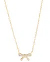 Macy's Cubic Zirconia Pave Bow Pendant Necklace In Sterling Silver, 16" + 3" Extender (also Available In 14 In Gold