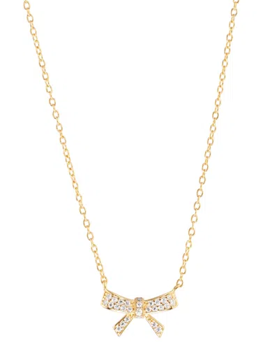Macy's Cubic Zirconia Pave Bow Pendant Necklace In Sterling Silver, 16" + 3" Extender (also Available In 14 In Gold