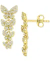 MACY'S CUBIC ZIRCONIA PAVE BUTTERFLY GRADUATED DROP EARRINGS IN 14K GOLD-PLATED STERLING SILVER