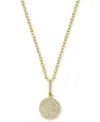 Macy's Cubic Zirconia Pave Circle Disc 18" Pendant Necklace In 14k Gold-plated Sterling Silver In Gold