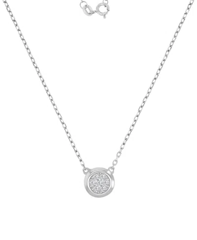 Macy's Cubic Zirconia Pave Circle Disc Pendant Necklace In 14k Gold-plated Sterling Silver, 18" In Gray