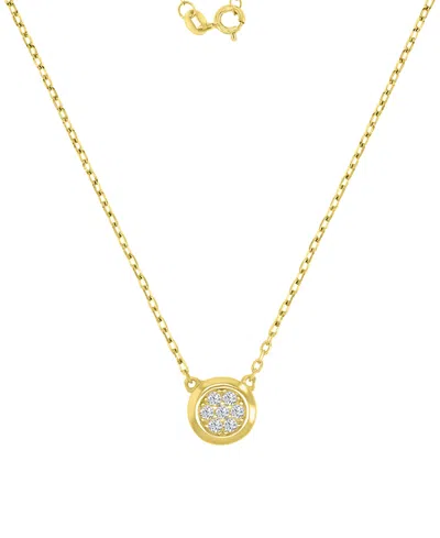 Macy's Cubic Zirconia Pave Circle Disc Pendant Necklace In 14k Gold-plated Sterling Silver, 18"