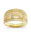 Macy's Cubic Zirconia Pave Designed Ring In Gold