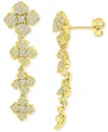 Macy's Cubic Zirconia Pave Flower Drop Earrings In 14k Gold-plated Sterling Silver In Gold