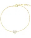 Macy's Cubic Zirconia Pave Heart Cable Link Bracelet In Gold