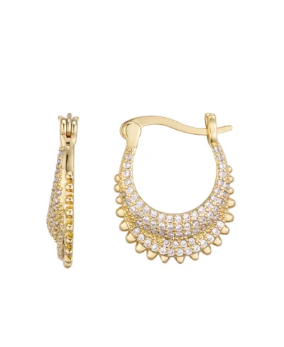 Macy's Cubic Zirconia Pave Hoop Earrings In Gold