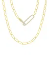 MACY'S CUBIC ZIRCONIA PAVE PAPERCLIP LINK CHAIN NECKLACE, 17" + 2" EXTENDER