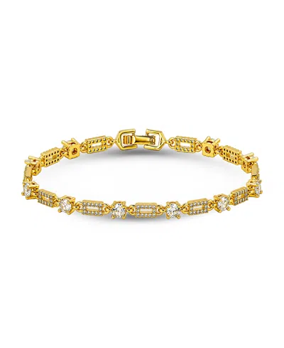 Macy's Cubic Zirconia Pave Rectangle Link Bracelet In Gold
