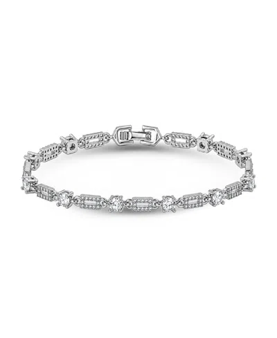 Macy's Cubic Zirconia Pave Rectangle Link Bracelet In Metallic