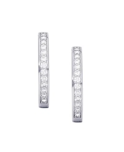 Macy's Cubic Zirconia Pave Round Hoop Earrings In Silver