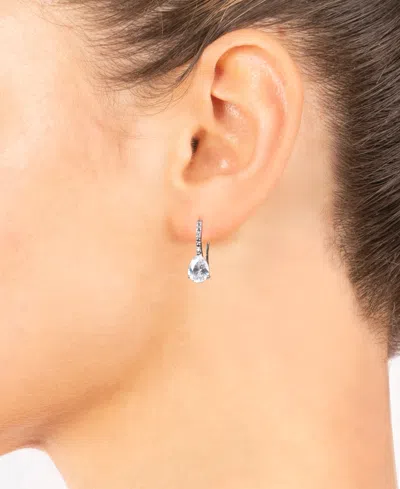 Macy's Cubic Zirconia Pear Shape Drop Earrings (1/10 Ct. T.w.) In Fine Silver Plated Brass
