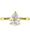 Macy's Cubic Zirconia Pear Solitaire Engagement Ring In 14k Gold-plated Sterling Silver In Gold