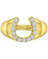Macy's Cubic Zirconia Polished Lucky Horseshoe Statement Ring In Gold