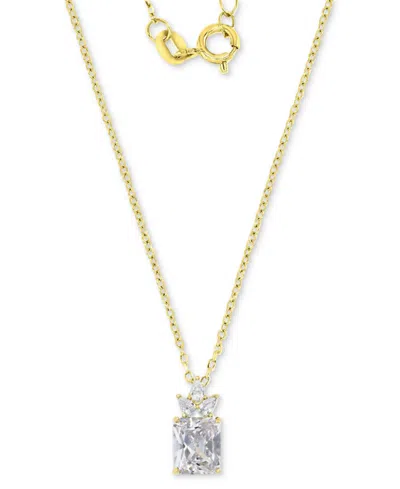 Macy's Cubic Zirconia Princess & Pear 18" Pendant Necklace In 14k Gold-plated Sterling Silver