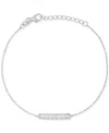 Macy's Cubic Zirconia Princess-cut Bar Cable Link Chain Bracelet In Silver