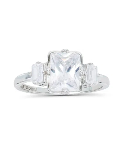 Macy's Cubic Zirconia Radiant And Baguette Cut Ring In Silver